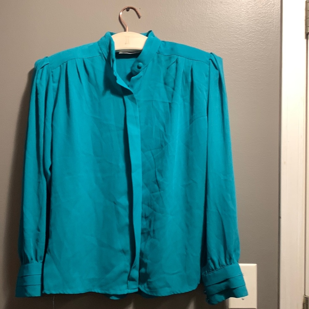 Teal long sleeve blouse. Size 12